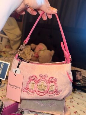 Juicy Couture Baby Pink Embroidered Mini Shoulder Bag